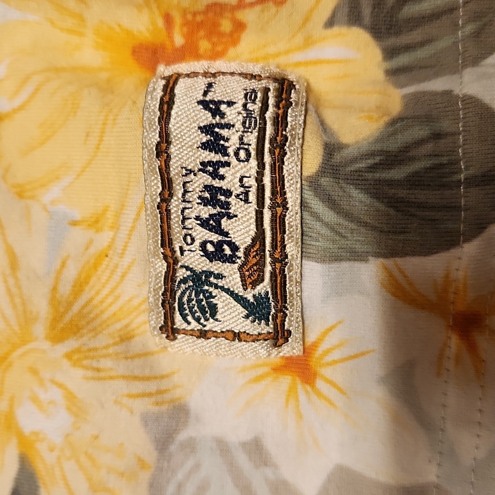 Tommy Bahama 1/4 Button Down Short Sleeve Floral Print Casual Polo Shirt Vintage - Picture 3 of 7